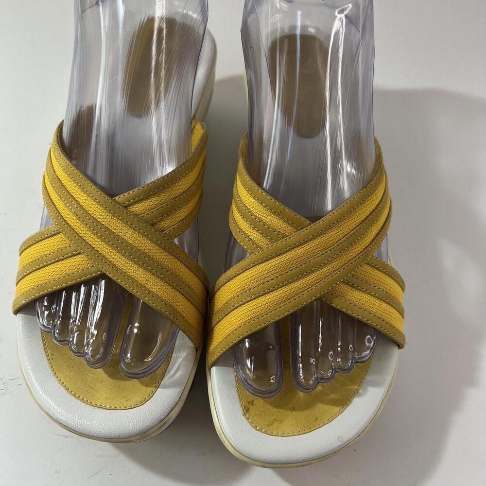 Cole Haan Womens Sandals Size 7 B Yellow Straps Block Wedge Heel